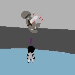 iron knight jumps down from wall, sword drawn