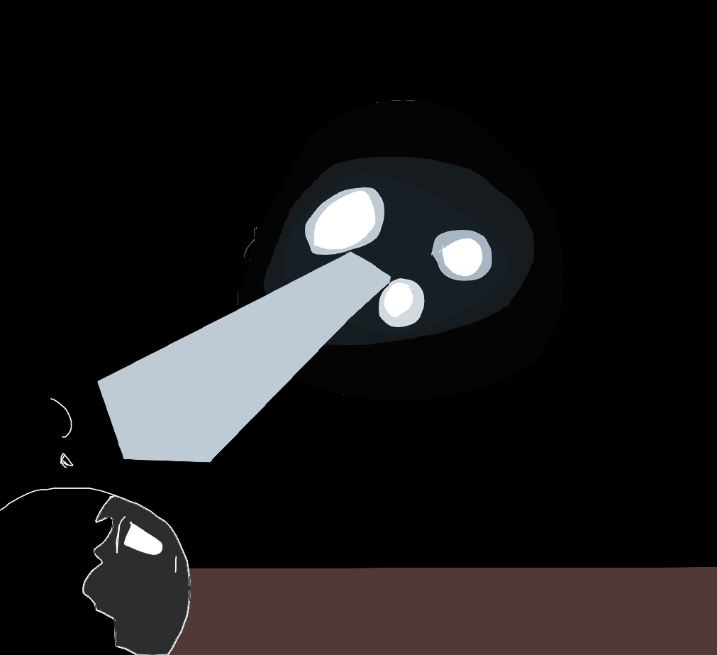 a hole in the ceiling of the basement, it flashed it's rays every two seconds